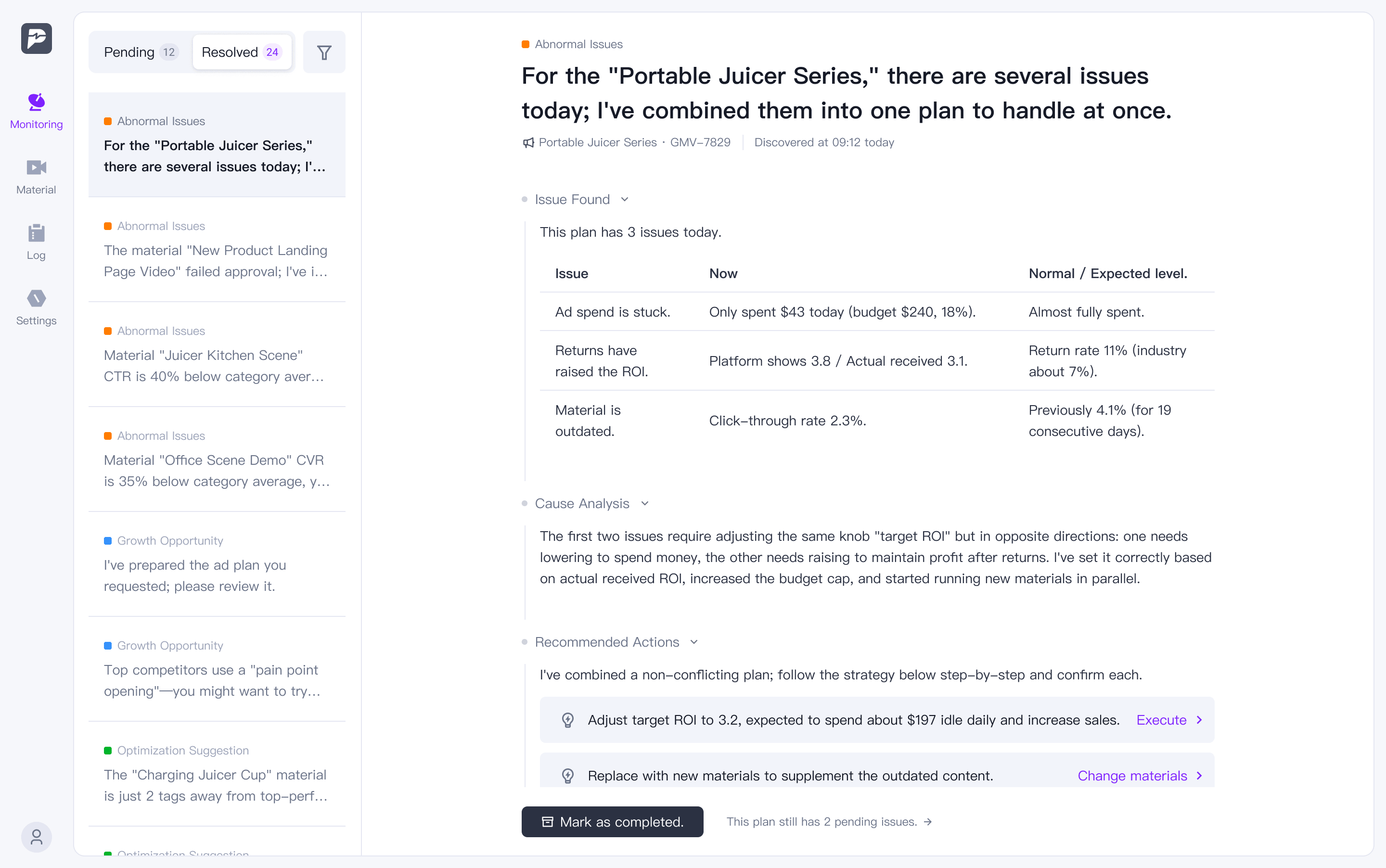 Screenshot of the Tec-Pulse product interface